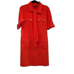 Sharagono orange dress with waist tie- size 8